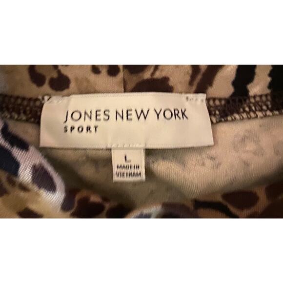 Vintage Jones NY leopard print women's top turtleneck long sleeve size L - Picture 4 of 5